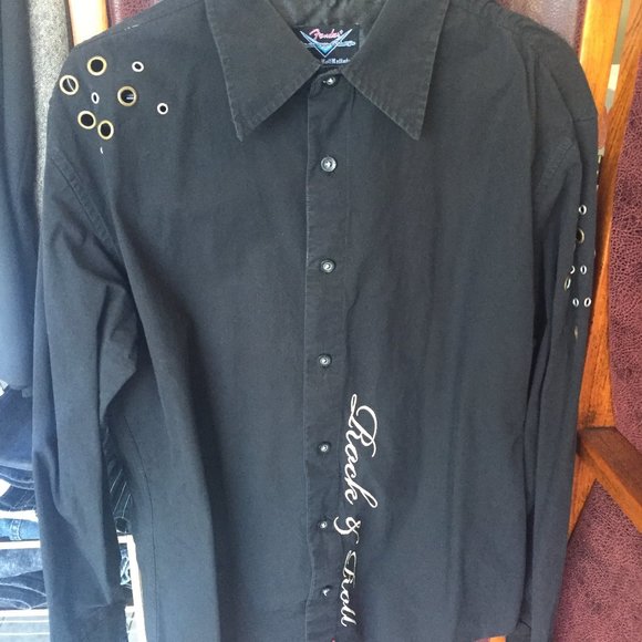 Rock & Roll religion Shirts Xl Fender Rock And Roll Button Down